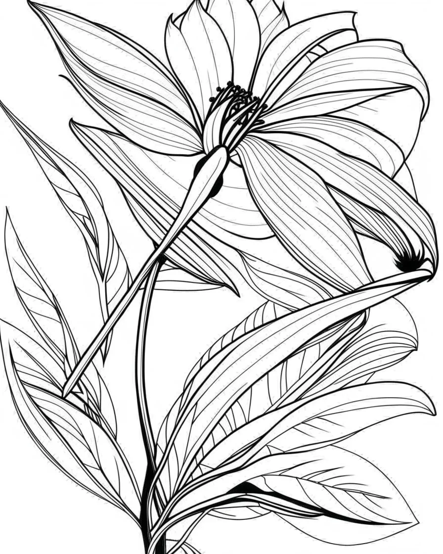 real massive Bird of Paradise flower coloring page