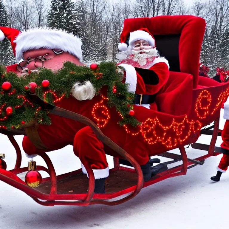 photo, santa claus sleigh pulled by giant spiders