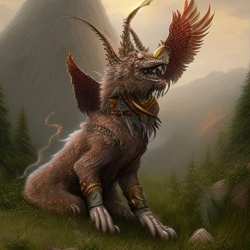 griffin full body mountain background