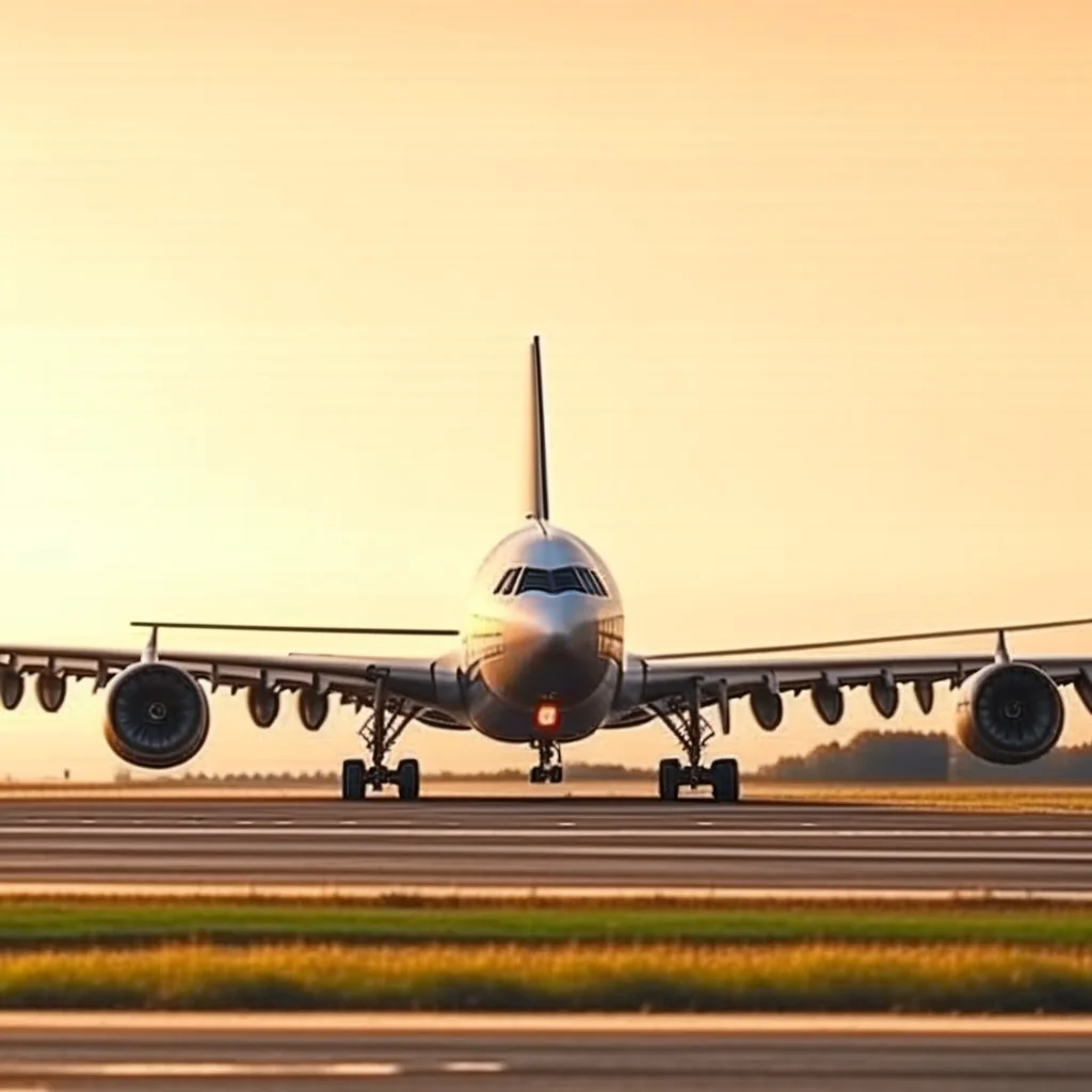 A picture of a plane about to take off from the ground, and the picture was taken from the side of the plane, 4K