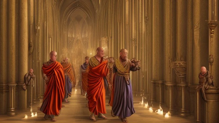 monks in cathedral