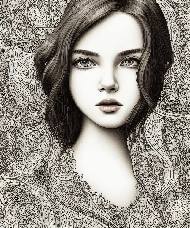 close-up face portrait of young and cute ukrainian girl, intricate, elegant, sharp focus, illustration, detailed eyes, digital painting, concept art, matte, masterpiece, adorable, round face, by tristan eaton