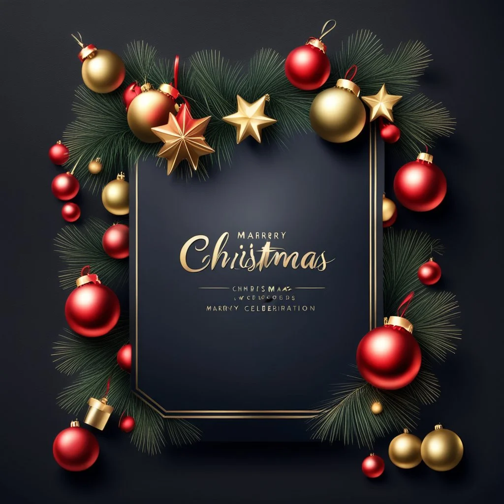 Hyper Realistic Christmas Celebration Card with dark background