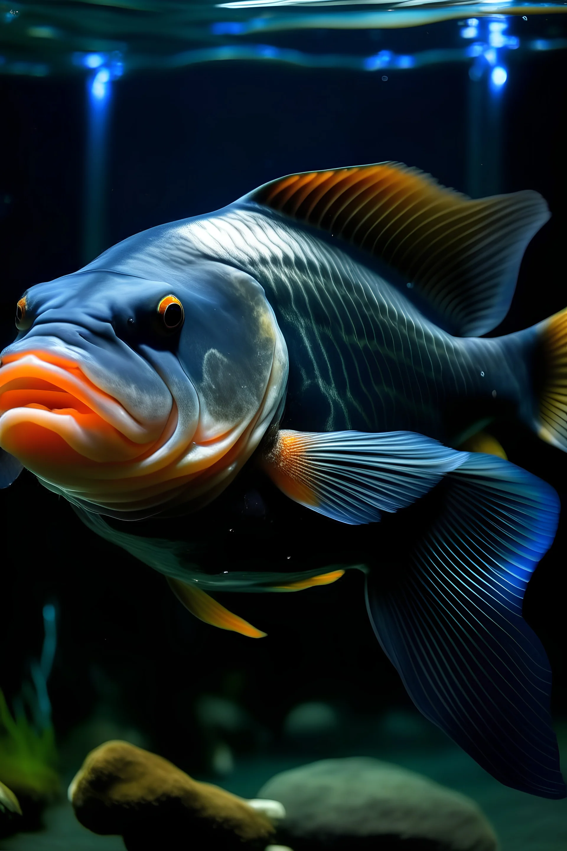 a pctuer big oscar fish in the water