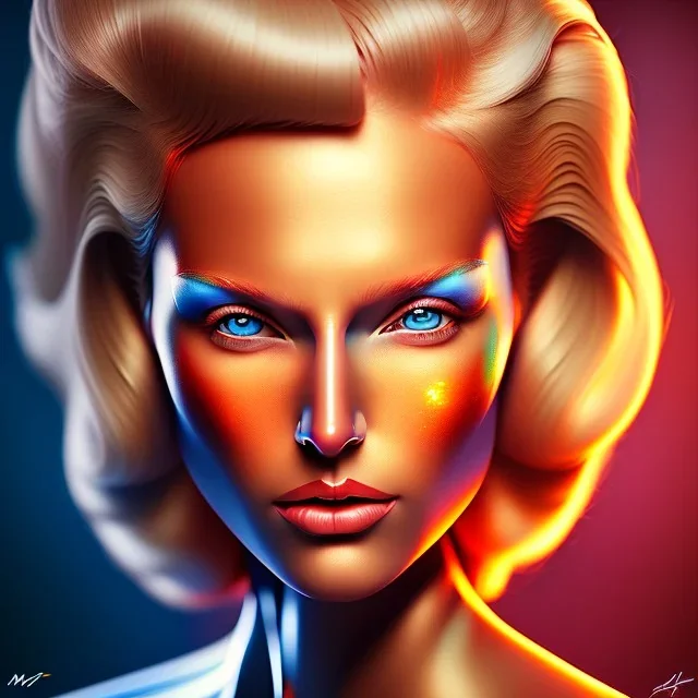 blonde superwoman. oil on canvas, kodachrome, volumetric light