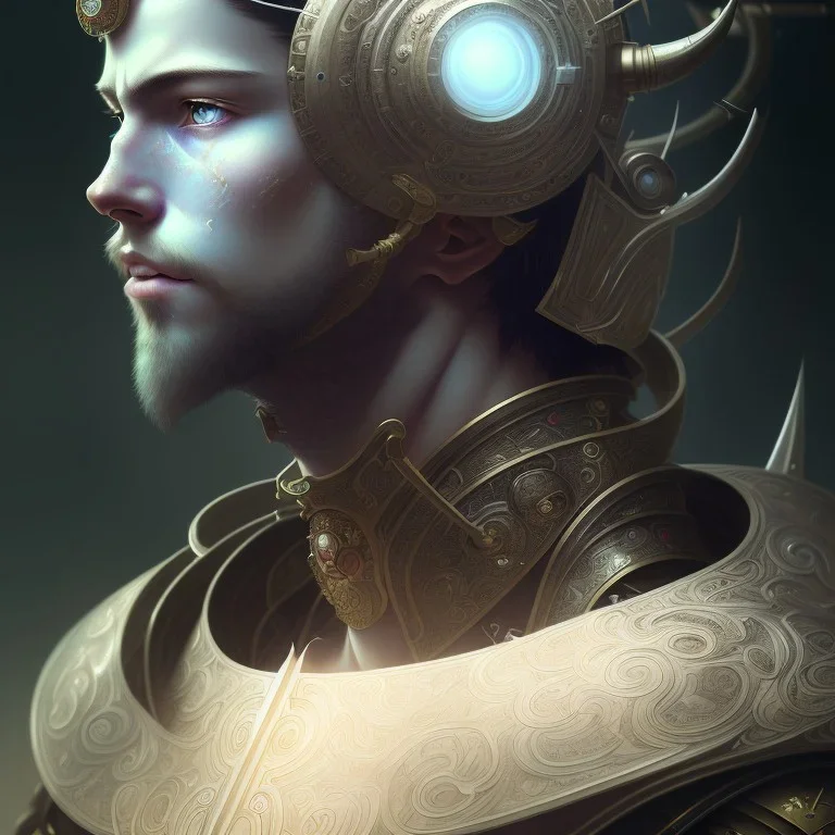 Young Male warrior by Studio MAPPA, Anime Key Visual, by Sui Ishida, Deep Color, Intricate, 8k resolution concept art, Natural Lighting, Beautiful Composition head and shoulders portrait, 8k resolution concept art portrait by Kentaro Miura, Artgerm, WLOP, Alphonse Mucha dynamic lighting hyperdetailed intricately detailed Splash art"