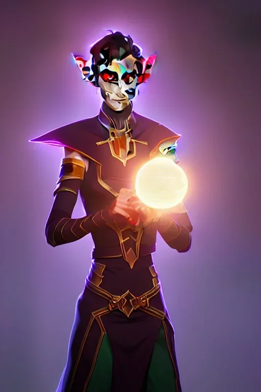 elf wizard holding glowing orb during a battle