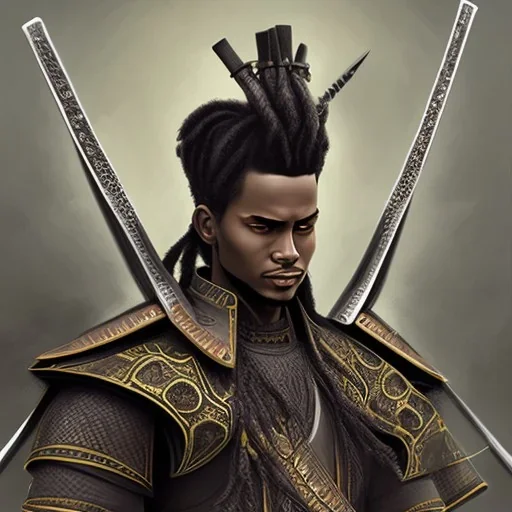 Guerreiro samurai afro com dreads