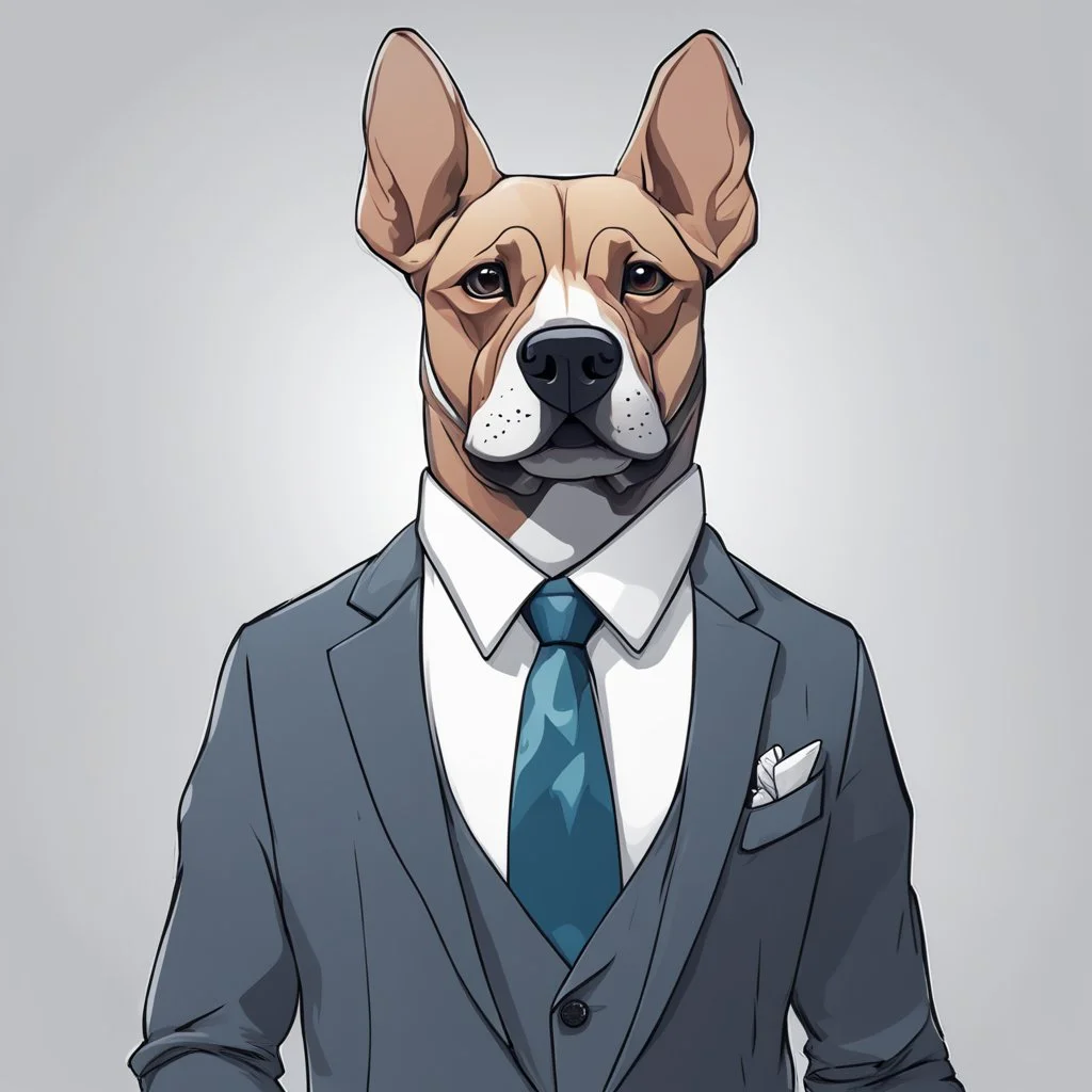 make one realistic business dog that are made of shapes and have a suit on lokk like crystals