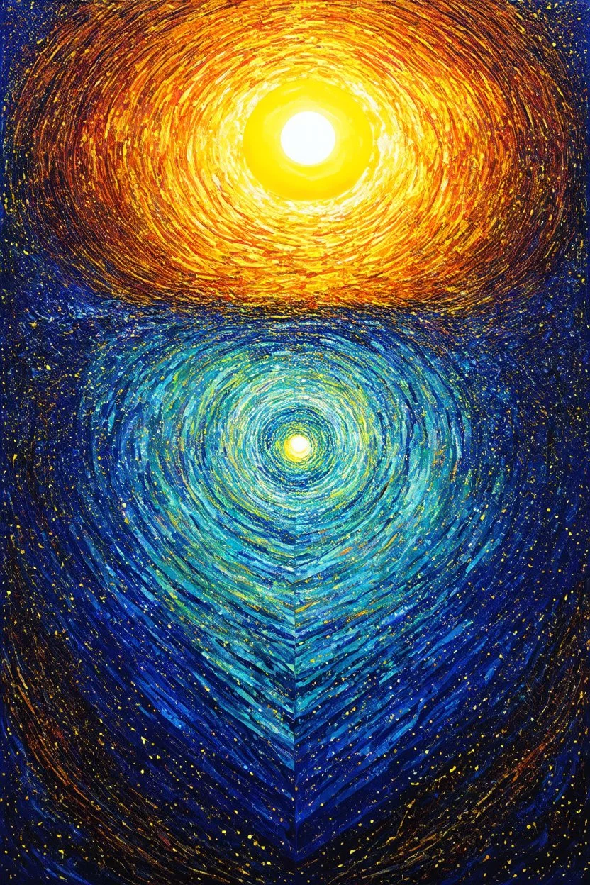 Design a life in a shape that fits your soul; celestial art; golden hour; masterpiece with with the sun depicted as optical art