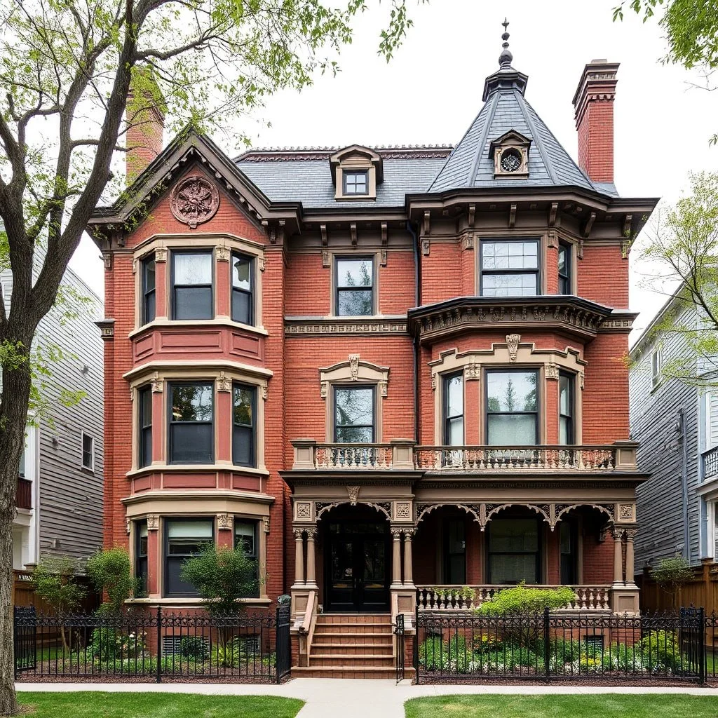 At 2146 W. Caton Street in Wicker Park stands the Frederick Gehrke House, built in 1889 and designed by architects Faber & Pagels. This handsome late-Victorian residence was part of a row of five substantial single-family homes constructed on what was then a newly carved, 600-foot street called Columbia. At the time, this triangular pocket near Damen, North, and Milwaukee was one of the last undeveloped stretches of prairie in the neighborhood — soon to become one of Chicago’ black and white pen