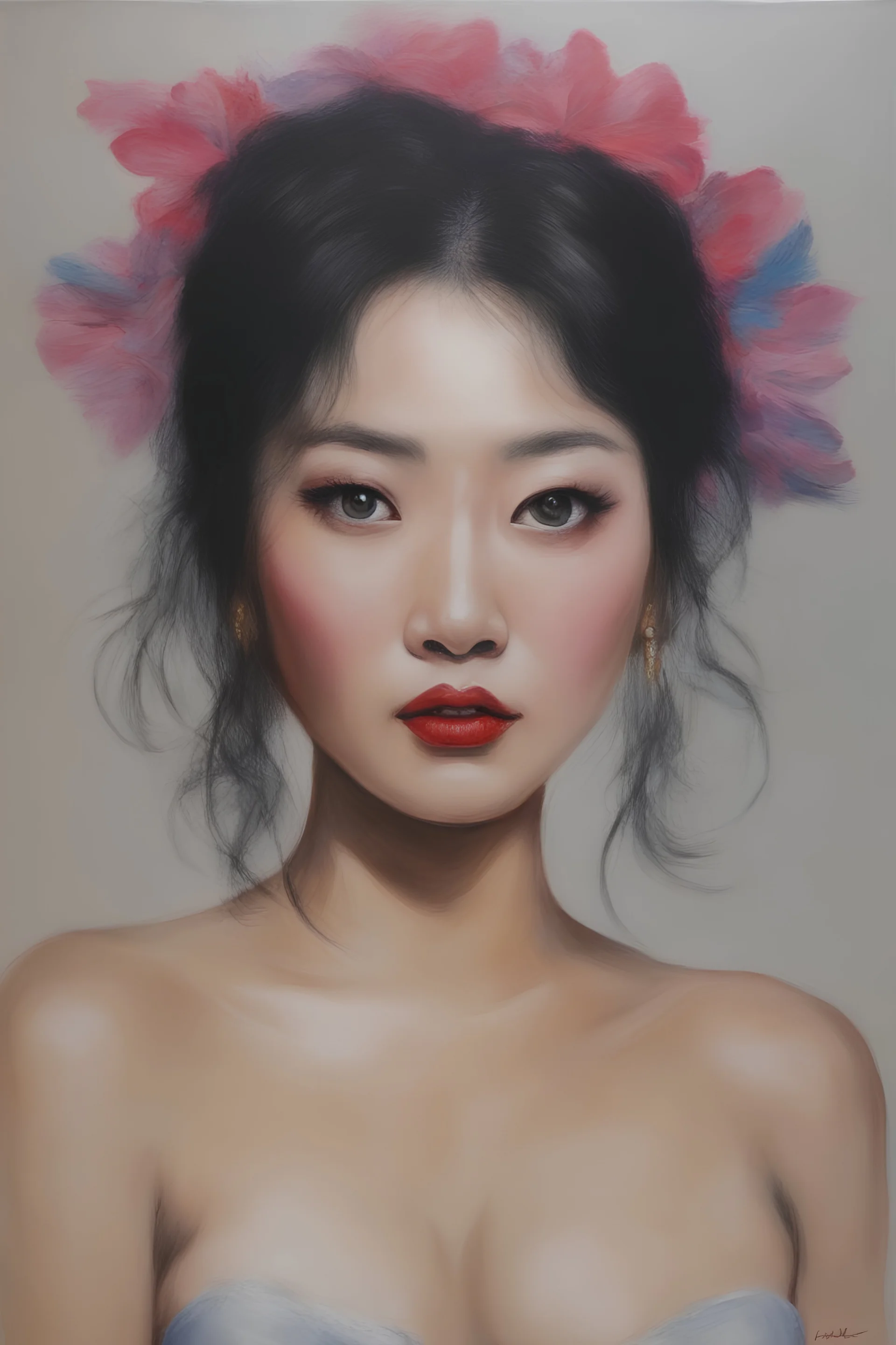 a mixture of ChineseJapaneseKoreanFilipinoThai, prostitute with Marty Feldman eyes, oil painting by Zushia Zalarngo