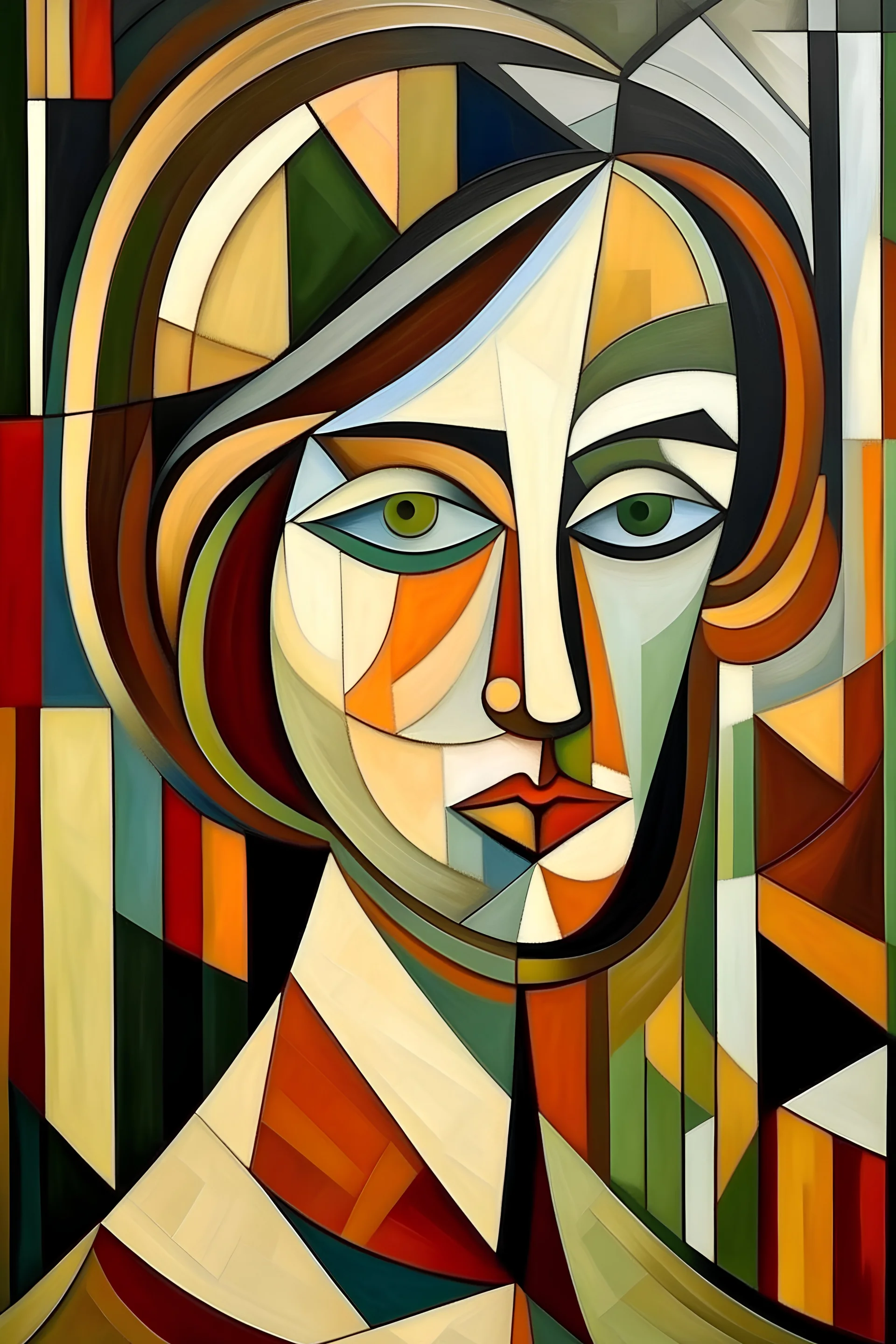 1912 cubism style, woman portrait