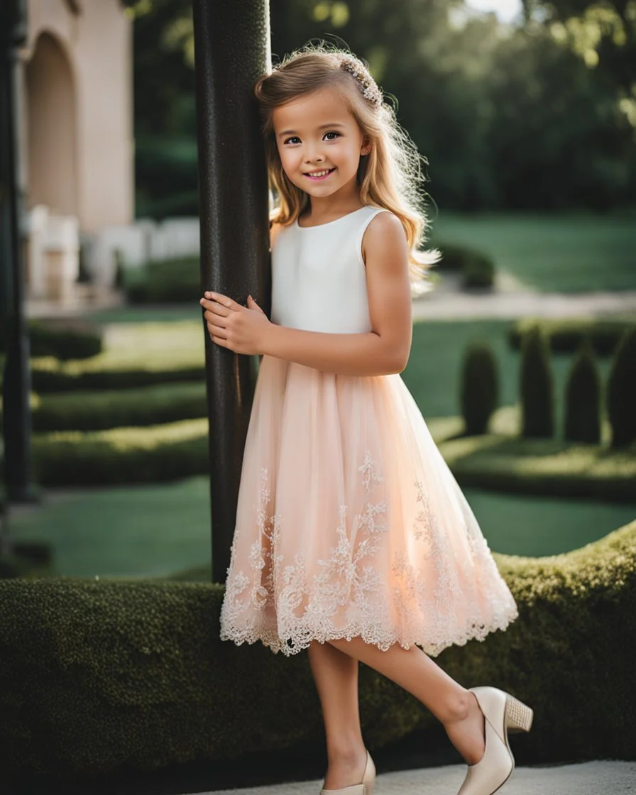 pretty girl in pretty dress standing