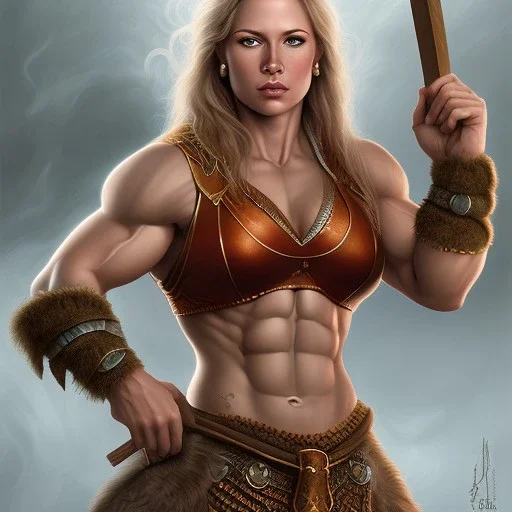 illustration icelandic female bodybuilder barbarian by adrian smith ted nasmith