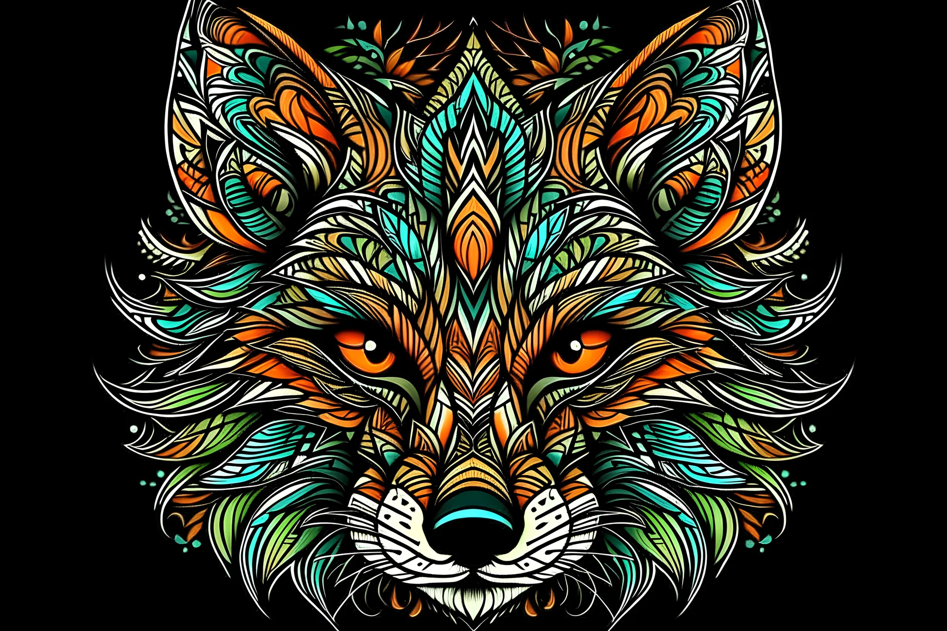 mandala style complex fox colorful page, vibrant color, clean black line, no break line, beautiful look, critical art, digital art, high resolution graphics, beautiful background