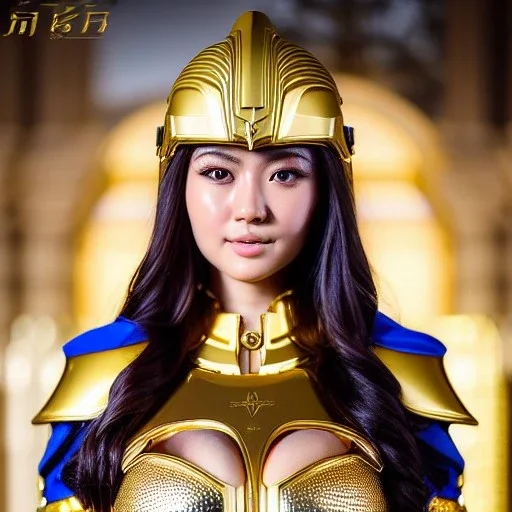 ultra detailed fullbody Portrait in oil on canvas of a beautiful busty woman with Saint Seya Gold Virgo armor with helmet,extremely detailed digital painting, extremely detailed face,crystal clear Big eyes, mystical colors ,perfectly centered image, perfect composition,rim light, beautiful lighting,8k, stunning scene,extremely sharp detail,finely tuned detail, ultra high definition raytracing, in the style of robert e howard and pablo oliveira and Ken Kelley and Ohrai Noriyoshi and Simon Bisle