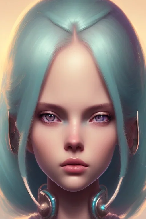 girl, teal hair, pigtails, big eyes, cute, beautiful, dress, 8k resolution concept art portrait by Greg Rutkowski