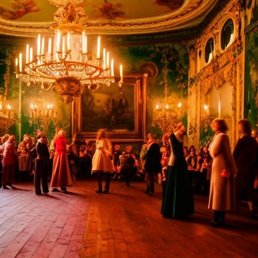 Celebration in a schloss, austrian people, ledherhosen, Austrian aesthetic, warm colors, wooden floor, forest green walls, chiaroscuro, night time, 8k, HD, cinematography, photorealistic, Cinematic, Color Grading, Ultra-Wide Angle, Depth of Field, hyper-detailed, beautifully color-coded, insane details, intricate details, beautifully color graded, Cinematic, Color Grading, Editorial Photography, Depth of Field, DOF, White Balance, 32k, Super-Resolution, Megapixel, ProPhoto RGB, VR