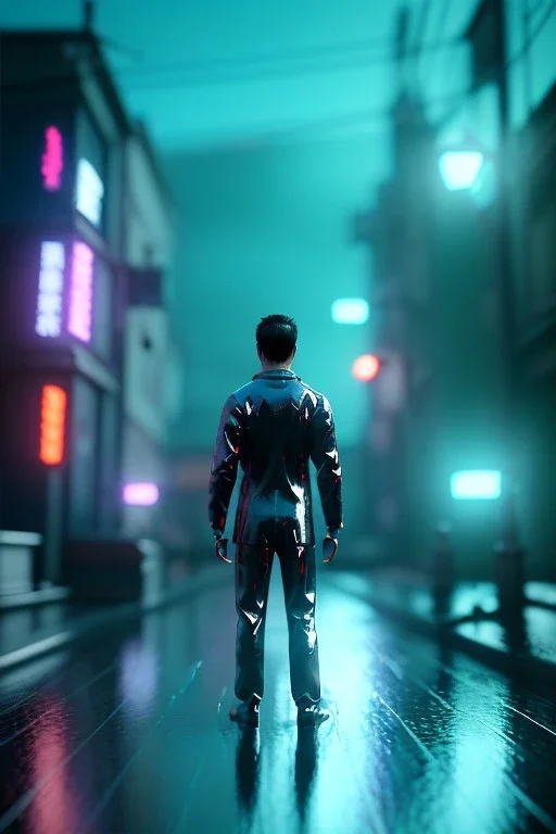 Ultra Realistic image, 25 years old brunette blonde woman, portrait, small stature, small chest, yakuza full body tattoo, transparent latex coat, rain, fog, hot, dark, leds, neon, cyberpunk, vibrant color, highly detailed, art stations, concept art, smooth, unreal engine 5, god rays, ray tracing, RTX, lumen lighting, ultra detail, volumetric lighting.