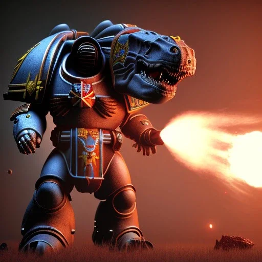 Space marine shooting dinosaur, big gun, 8k, unreal engine 5,high res.