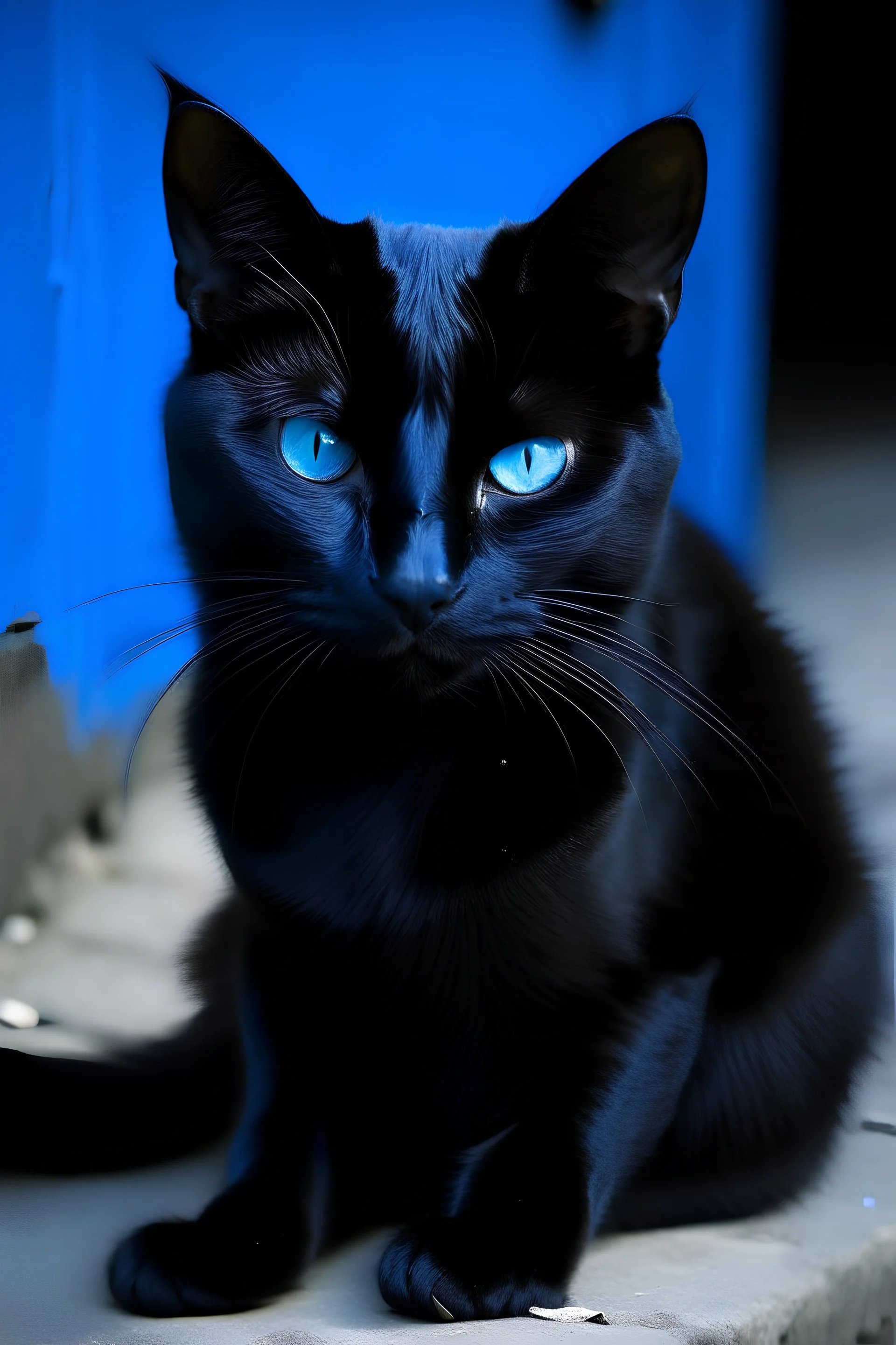 black and blue cat