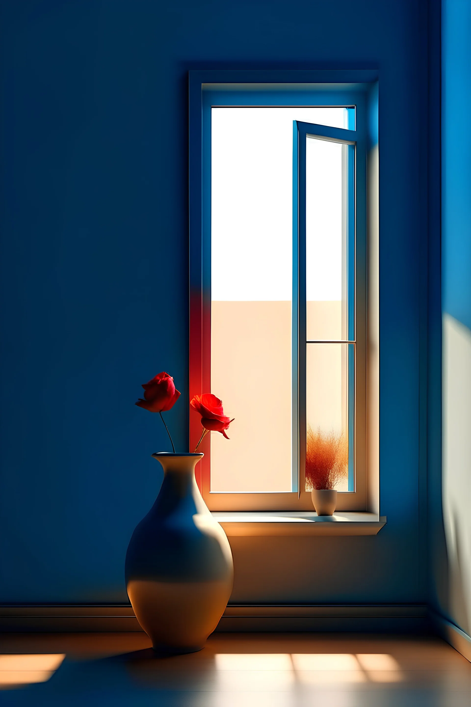 minimalist painting aesthetic Simpleand a window, Flower in Vase Digital Art