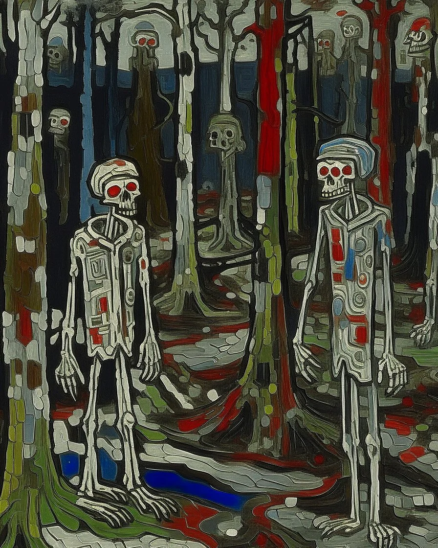 The Underworld with dead trees painted by Jean Dubuffet