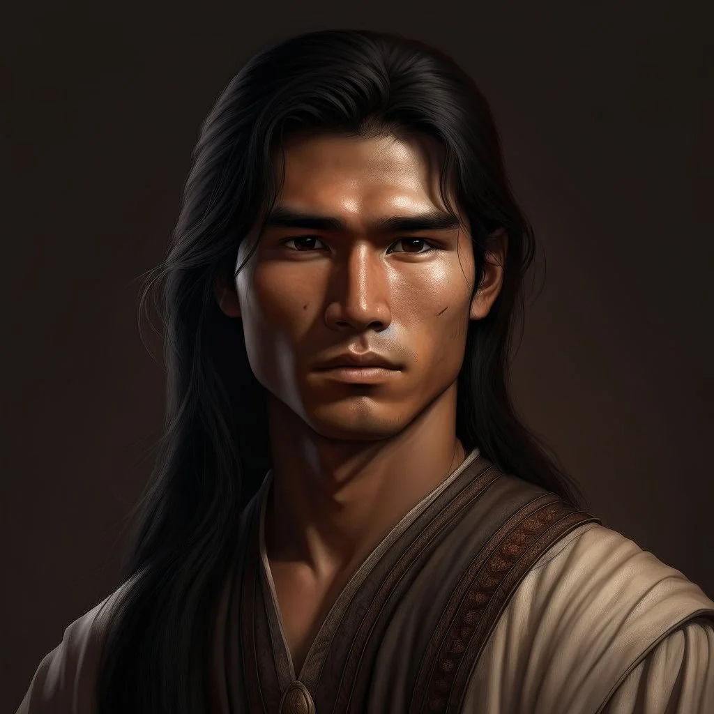 young tanned eastern nobleman with sharp features and long straight dark hair industrial era grimdark realistic