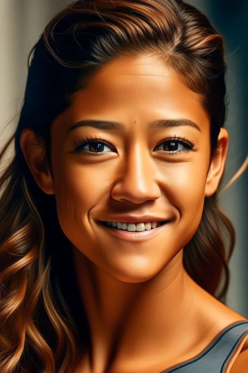 Gina Rodriguez Complete transformation Arabian melody Treadmill workout Chestnut brown hair Updo hairstyle Modern hijabi Cultural attire Hijabi fusion Radiant glow Hazel eyes Graceful stride Fitness elegance Empowerment Diversity celebration Cultural harmony Stylish flats Modesty in motion Melodic rhythm Ethereal glow Modest activewear Feminine strength Transformation success Confidence Cultural identity