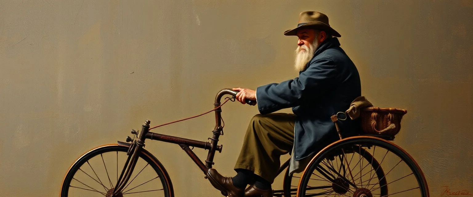 master oil painting by Rembrandt, trike man