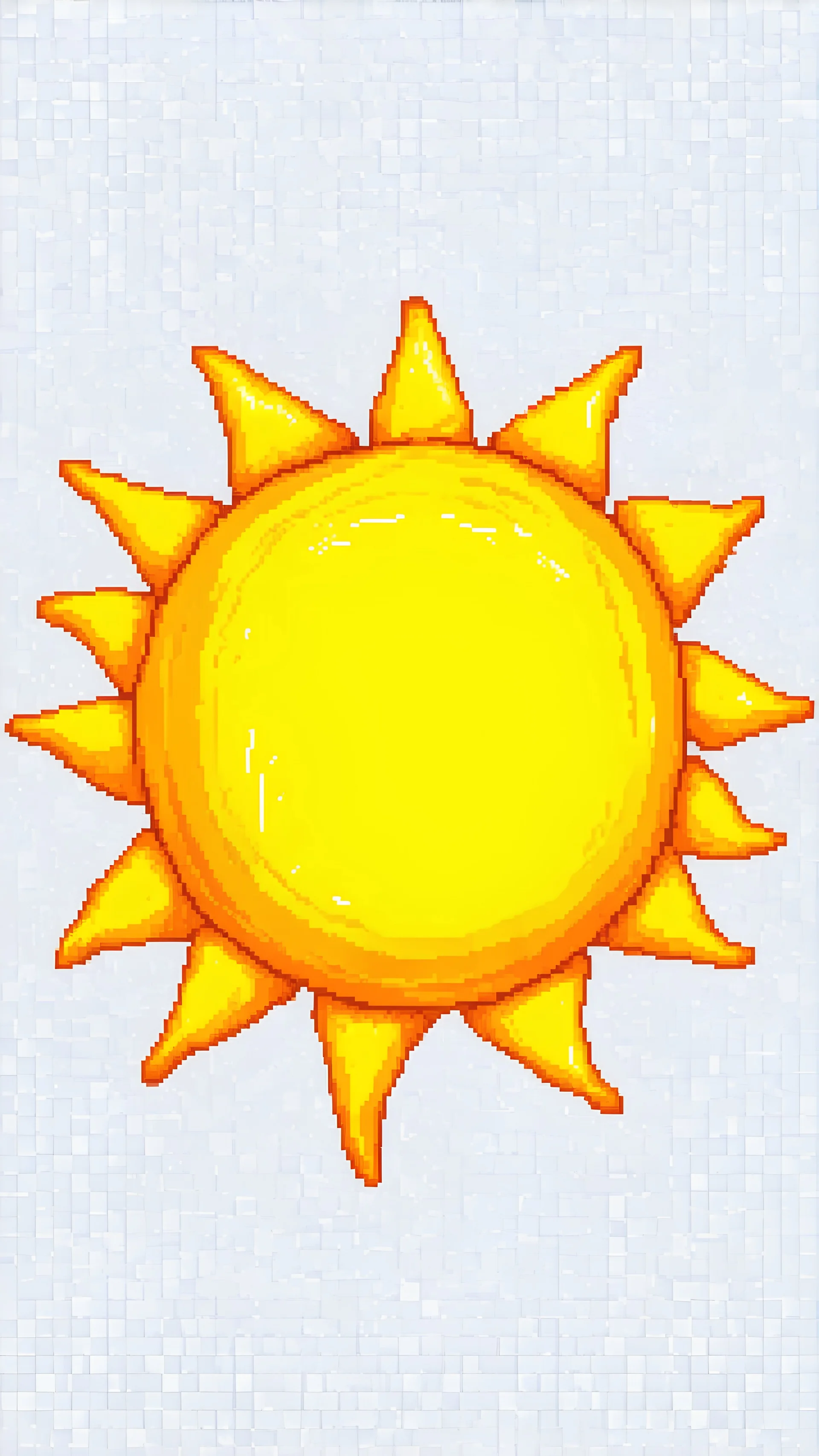 a minimalist cartoon sun for a top down view, 2D, asset shooter, video game , pixel art, transparent background