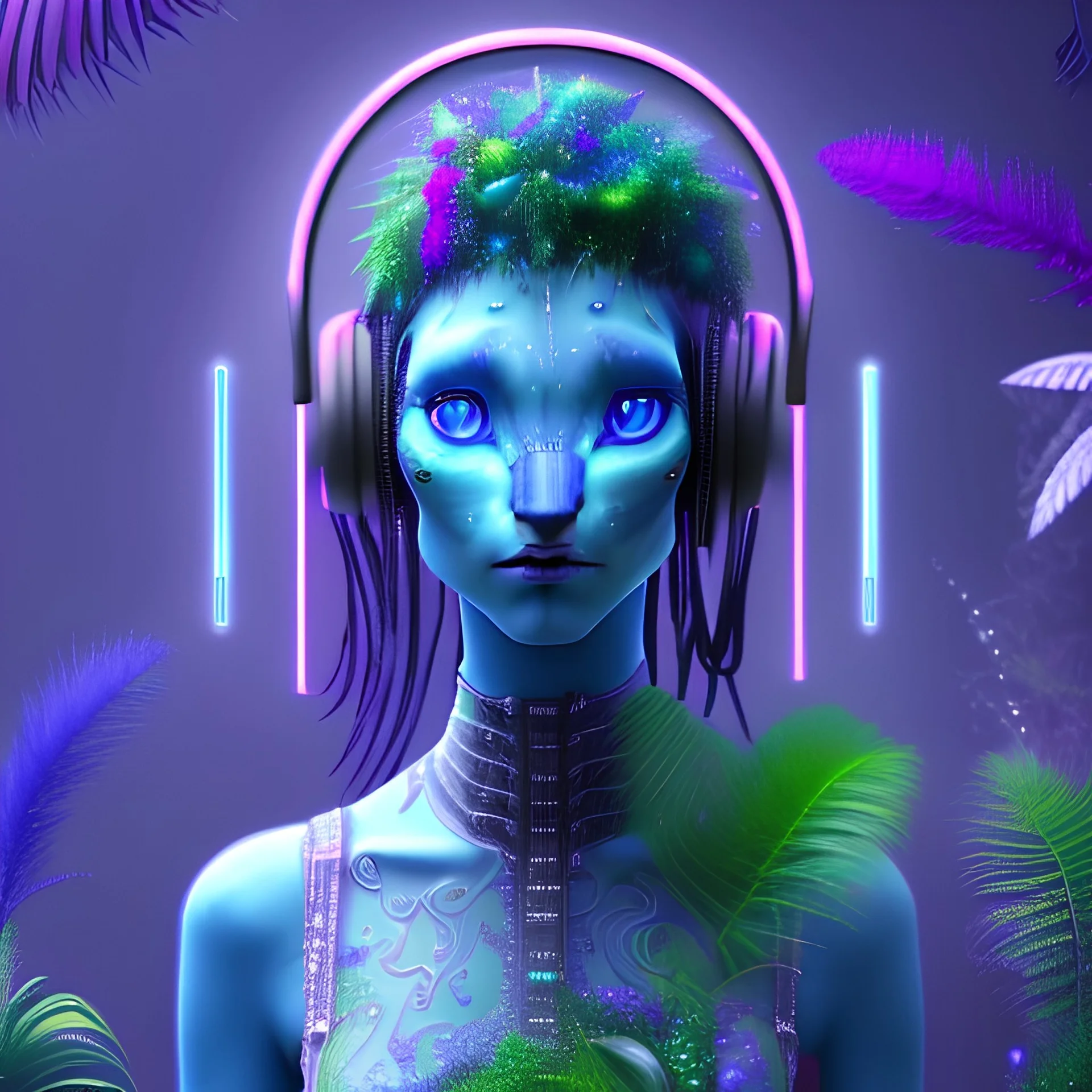 Avatar Pandora forest neon glowing plants fantasy purple blue green vibrant HD high definition 4K detailed lush beautiful tropical misty sparkles