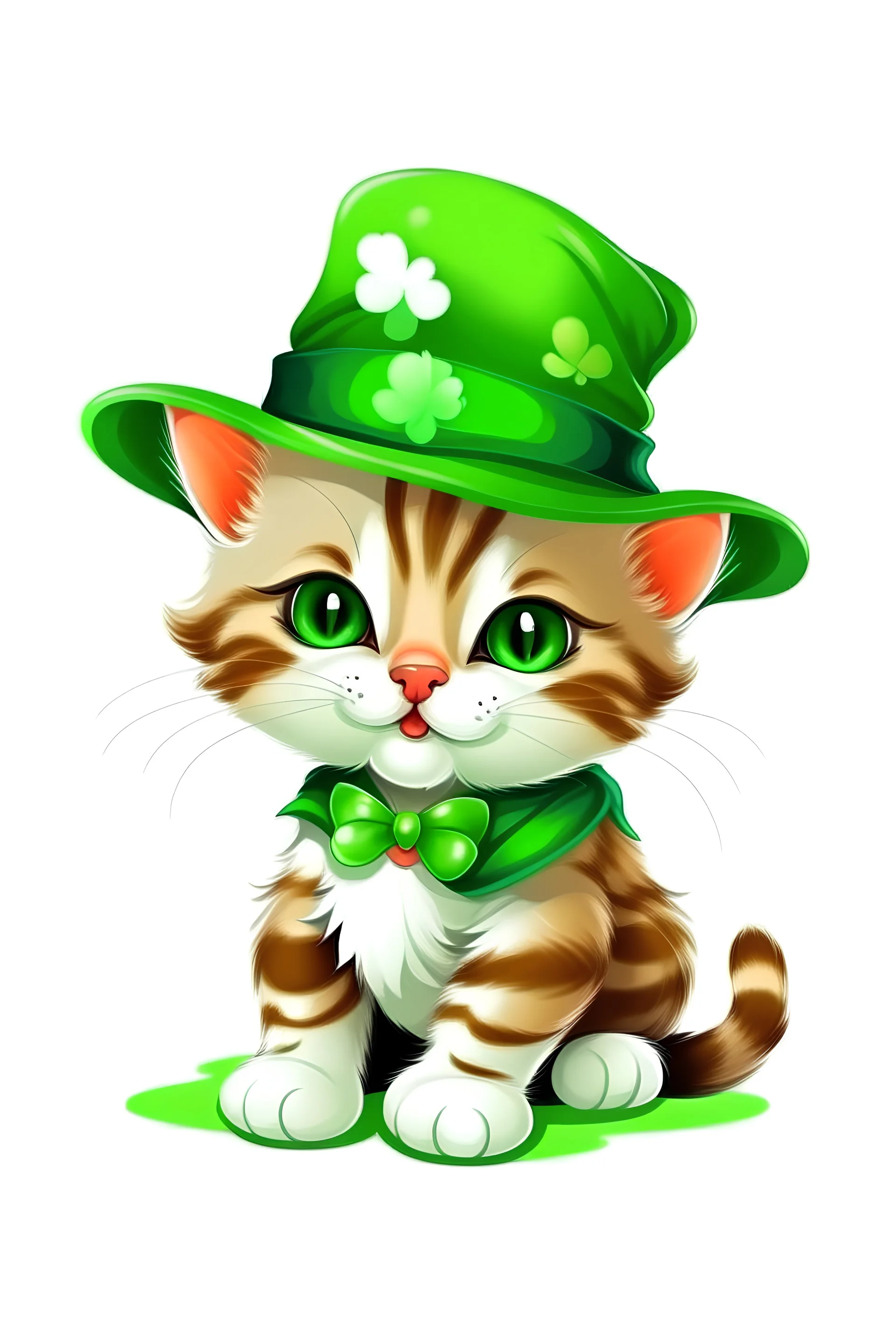 A cute St.Patrick's Day kitten vector image for a t-shirt on a white background