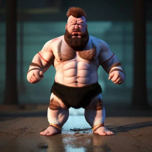 Zangief toddler, full body, hyper realistic, dramatic lighting, unreal engine 5, 8k