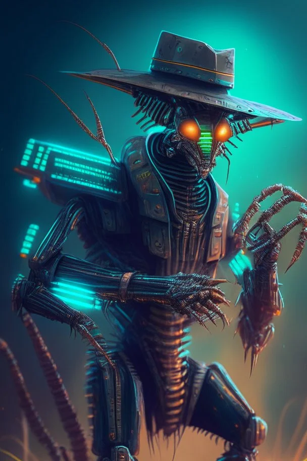 freddy kreuger as a robotic grashopper, trending art, 8k, lightfield