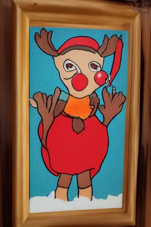 Portrait lady, full body shot, full-color medium shot style of Rudolph the red nosed reindeer