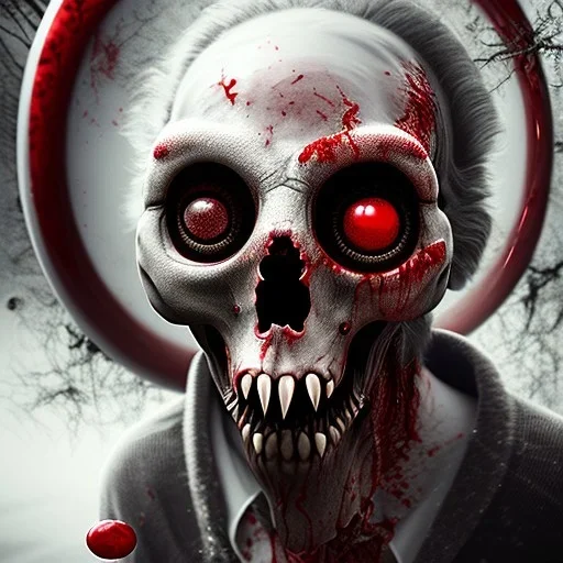 Dark, horror, blood, detail, Santa, zombie, close up head