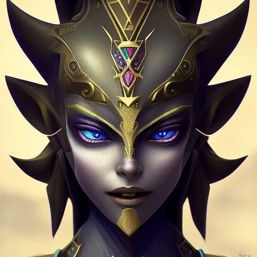 big bust open mouth midna zelda spiral eyes