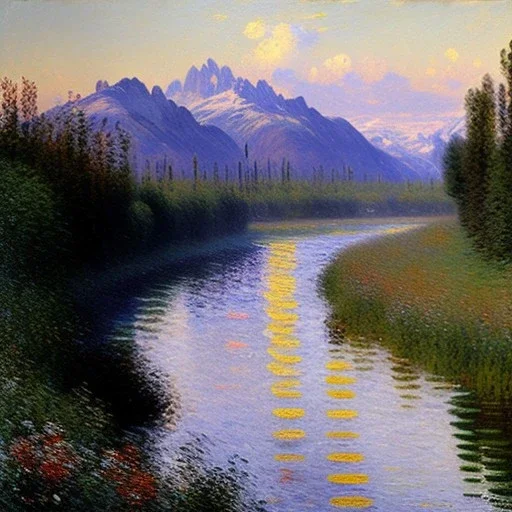 Monet Painting of Kenai River in alaska