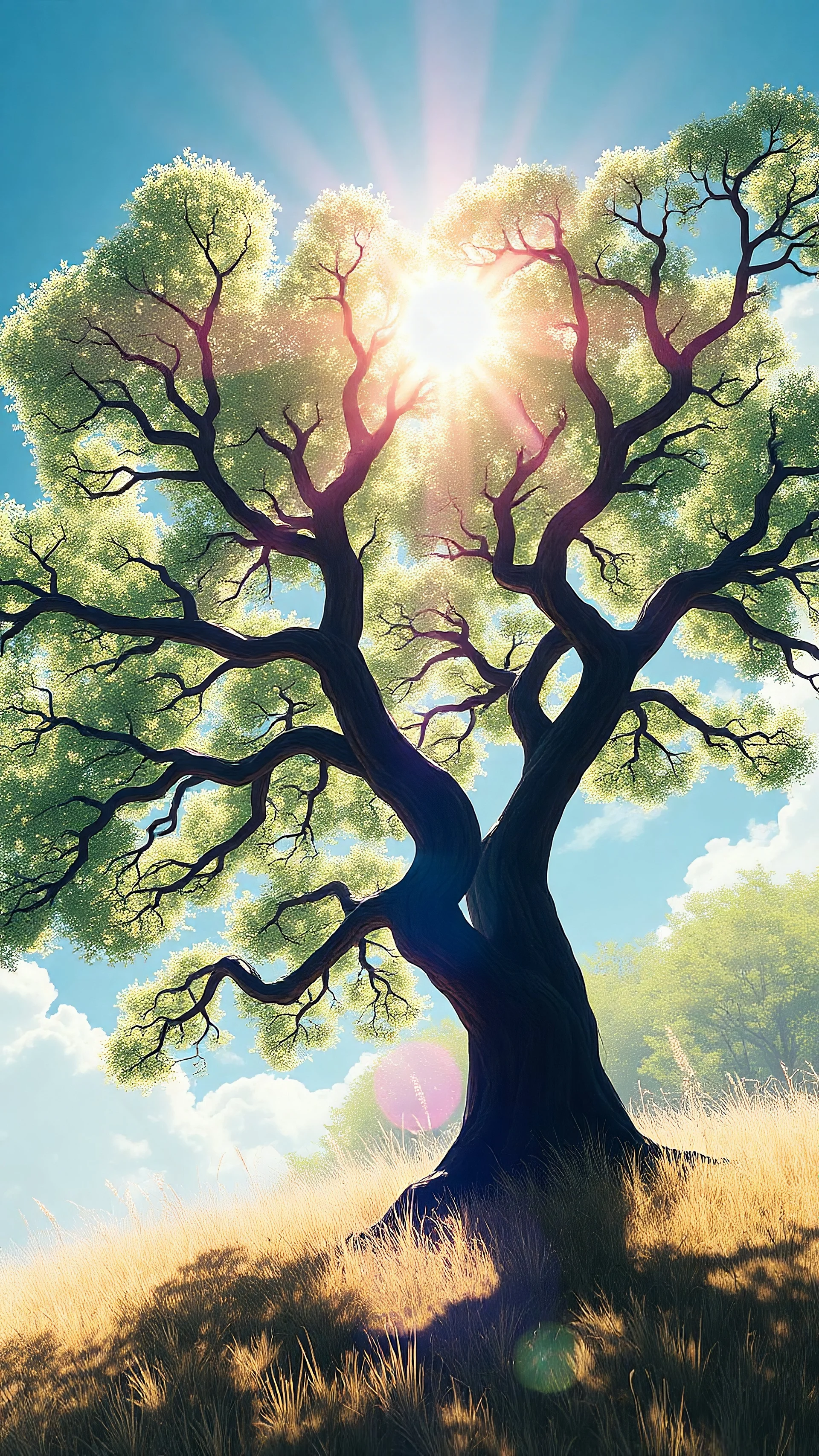 , sunlight, tree, ghibli style