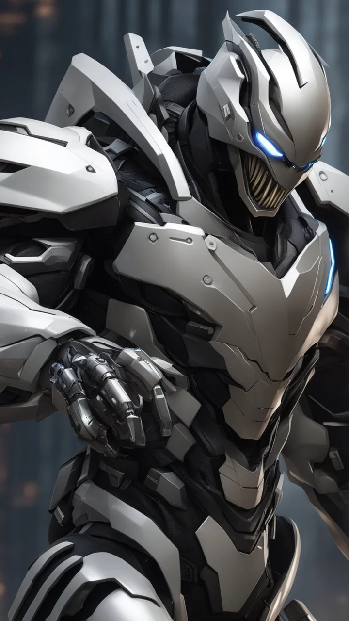 a close up of a Mega Giant in a venom suit, venomized, goth cybersuit, anime mech armor, overwatch character concept art, cyber skeleton, cyber japan armor, cyber fight armor, cyberpunk venom , hard surface character pinterest, reaper from overwatch, black heavy armor, mecha anthropomorphic penguin, mecha suit, venom mecha, muscular! cyberpunk