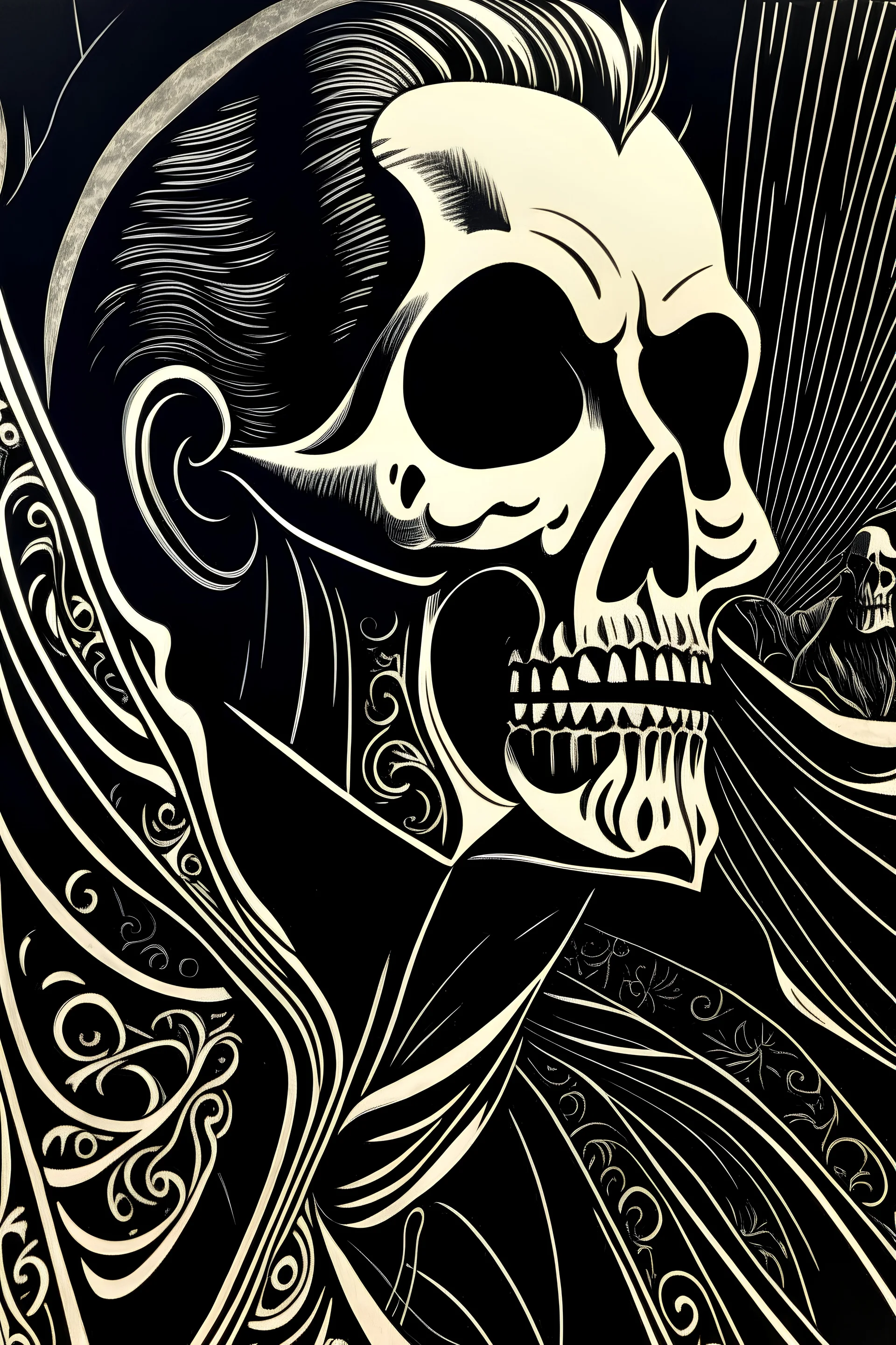 Linocut phantom of the opera