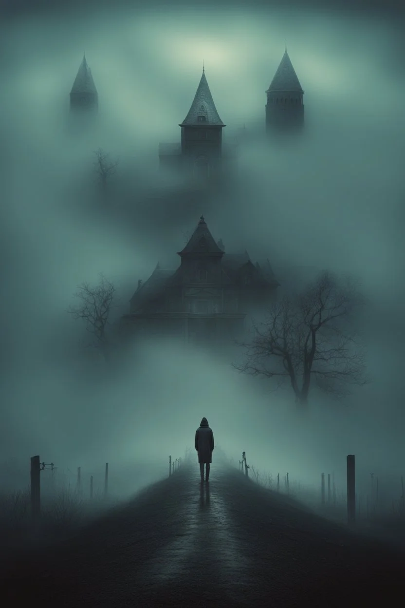 big zero, nothing on picture, big fog, surreal style, dark colors, strange surreal nightmare landscape, high detail, sinister, surreal art, chillingly fascinating