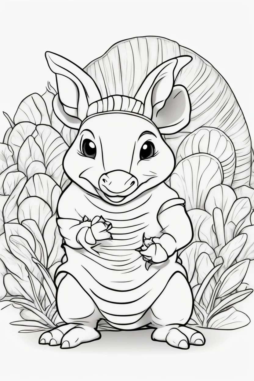 Outline art for cute coloring pages with armadillo full body, white background, sketch style, only use outline, clean line art, no shadows and clear and well outlined.