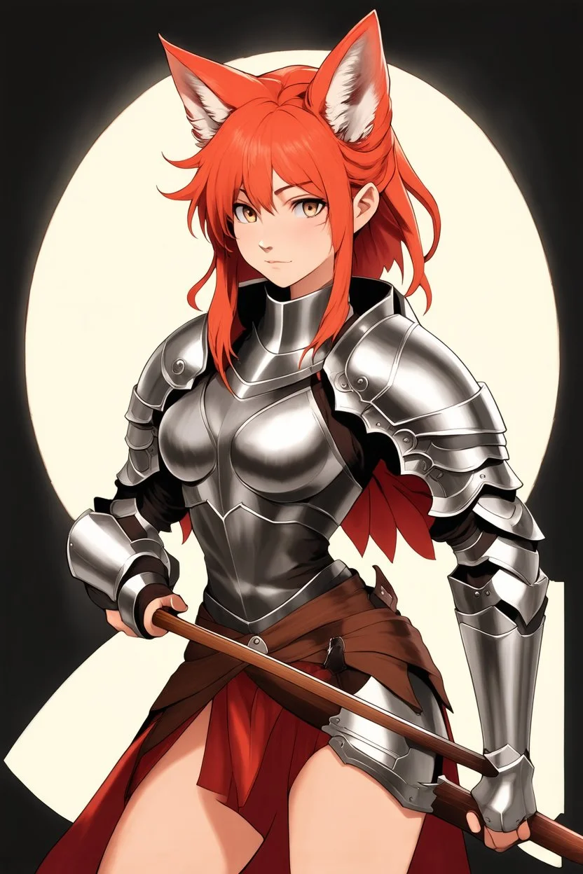 Teenaged Female Red haired kitsune paladin/bard