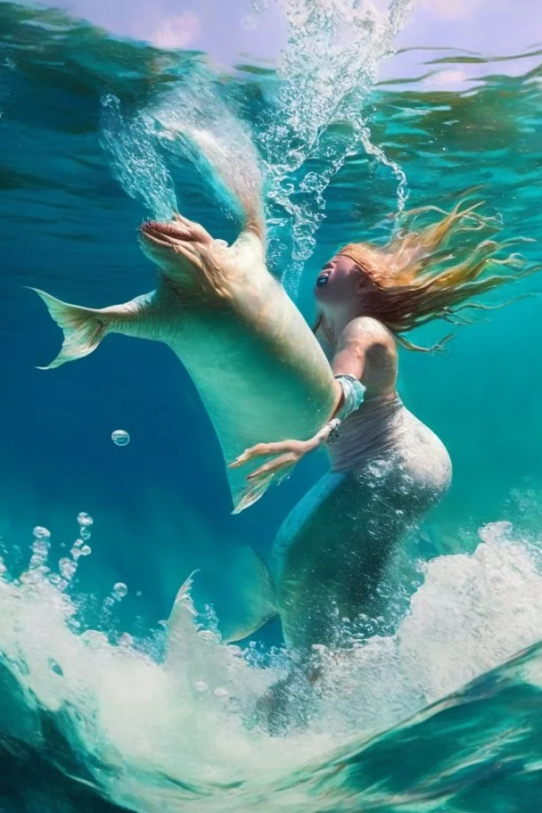 throwing a girl mermaid into the ocean