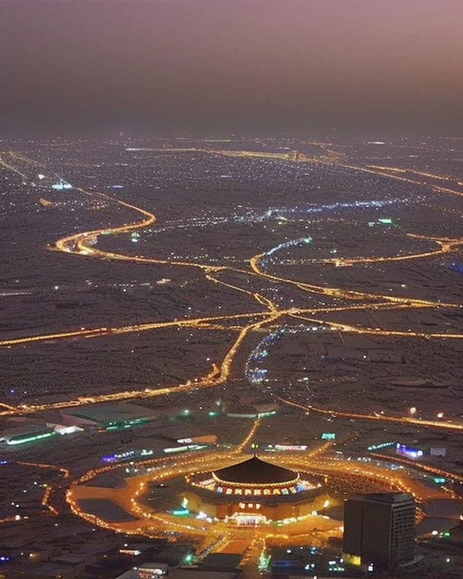 The city of Karbala and between the two holy shrine in night