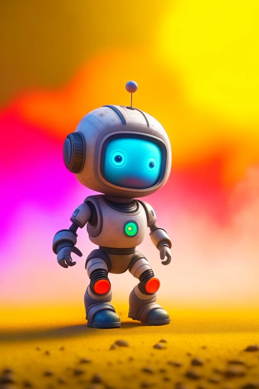 adorable cute chat robot with mouth piece and jet pack, playing volleyball on a geysir planet, with short punk hair and real human eyes, its such a perfect day, motion blur, smoke, 8k, downlight, soft light, depth of field, photorealism, trending on art station, lotsa detail