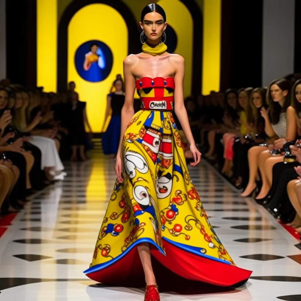 venezuelan model runway, long dress inspired by moschino